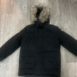 American Eagle Outfitters Black Puffer parka Jacket with Fur Hood